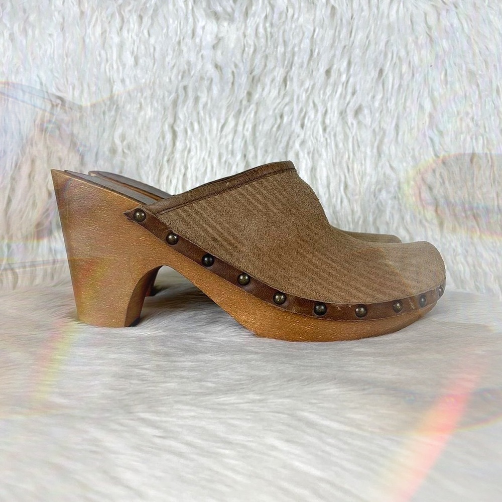 Vintage Y2K Corduroy & Leather Studded Clog Mules